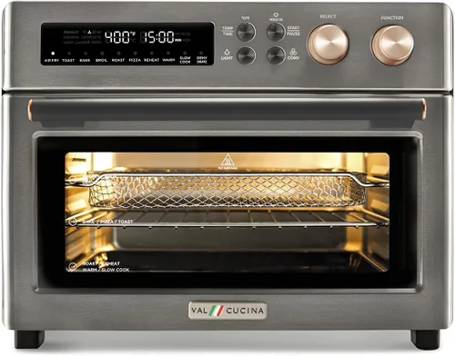 Miniatura 9 de VAL CUCINA - Horno tostador retro con calefacción infrarroja, horno de convección extragrande de encimera 10 en 1, 6 rebanadas de tostada, pizza