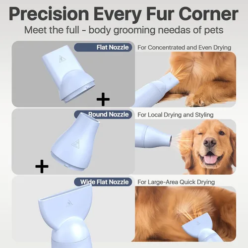 Miniatura 6 de Secador de pelo para perros para aseo de mascotas de mano ligero secador de pelo para perros y gatos 3 velocidades 4 temperaturas, soplador portátil