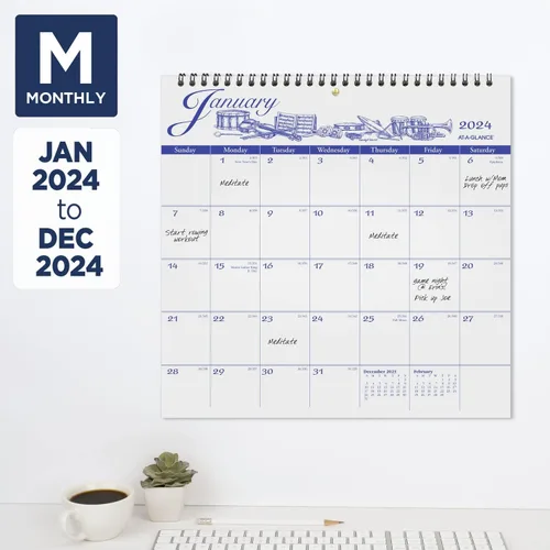 Miniatura 2 de AT-A-GLANCE Calendario de pared 2024, 12 x 12 pulgadas, mediano, mensual, edición de ilustrador (G10001724)