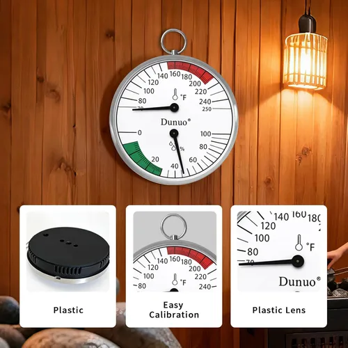 Miniatura 5 de Termómetro de sauna de 4 pulgadas Fahrenheit e higrómetro, montado para caja de sauna de vapor portátil, ideal