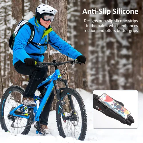 Miniatura 4 de Guantes de ciclismo cálidos de invierno para hombre, pantalla táctil térmica, ligeros, para clima frío, guantes para mujer, antideslizantes