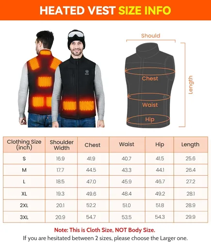 Miniatura 6 de DOACE Chaleco térmico para hombres y mujeres con control de aplicación, chaleco de calefacción eléctrico inteligente con batería, chaqueta térmica