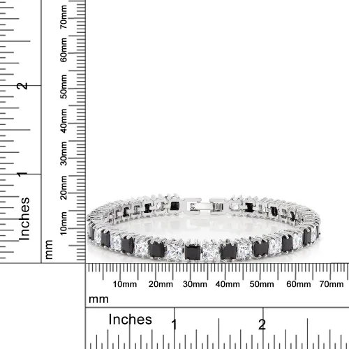 Miniatura 18 de Gem Stone King Pulsera de tenis clásica de circonita cúbica de corte princesa para mujer