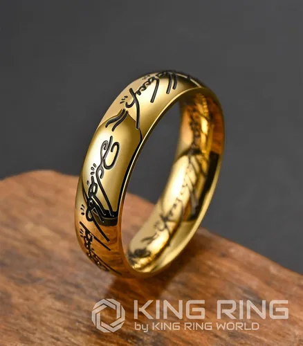 Miniatura 2 de King Ring 6mm Super Lord of The Rings Engraved Ring - Ultimate Edition of LOTR Bands for Men & Women, Perfect Wedding Band Designed in USA