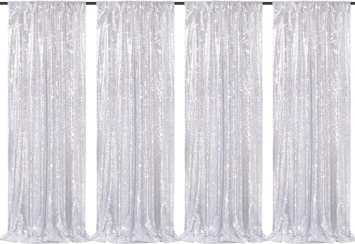 Miniatura 42 de Cortinas de fondo de lentejuelas rosas de 2 piezas, 2 pies x 8 pies, fondo de fotografía, cortina para fiestas con purpurina, fondo de boda, tela