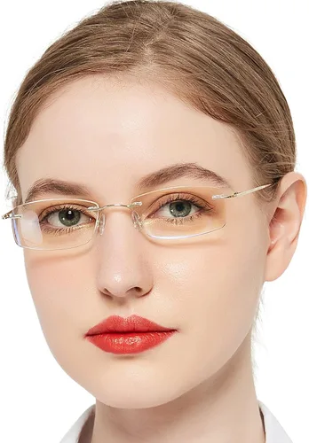 OCCI CHIARI Lentes de lectura con luz azul para mujer, 1.0, lectores de ojos, con bisagra de resorte duradera sin marco de titanio 1.0 1.25 1.5 1.75