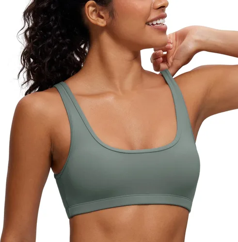 Miniatura 15 de CRZ YOGA Butterluxe - Mini brasier para mujer, cuello redondo, de bajo impacto, inalámbrico, deportivo, yoga, acolchado, para entrenamiento