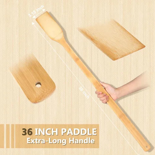 Miniatura 2 de Hoolerry 2 piezas de 36 pulgadas de cangrejo de cangrejo largo de madera para cocinar, agitar, mezclar y preparar cuchara, espátula para mariscos