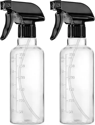 Miniatura 10 de Botellas de plástico de spray (paquete de 2 unidades de 10 onzas), boquilla ajustable de niebla fina y corriente de chorro a prueba de fugas