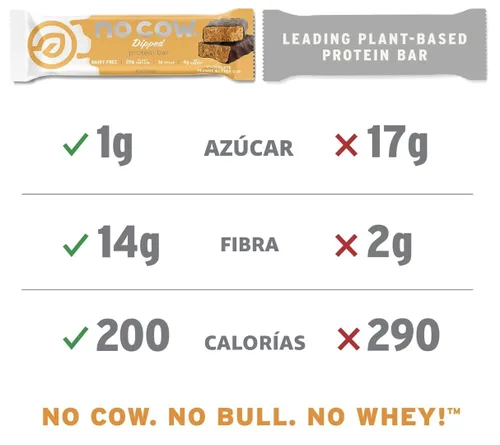 Miniatura 6 de No Cow Barras de proteína vegana, paquete variado original mejorado 0.71 onzas de proteína a base de plantas, sin gluten, sin lácteos, sin soja