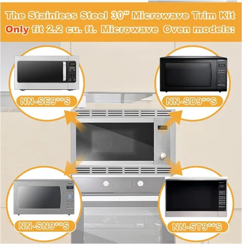 Miniatura 5 de Kit de molduras de microondas NN-TK932SS de 30 pulgadas con diseño de 4 imanes fuertes, compatible con modelos de horno microondas Panasonic