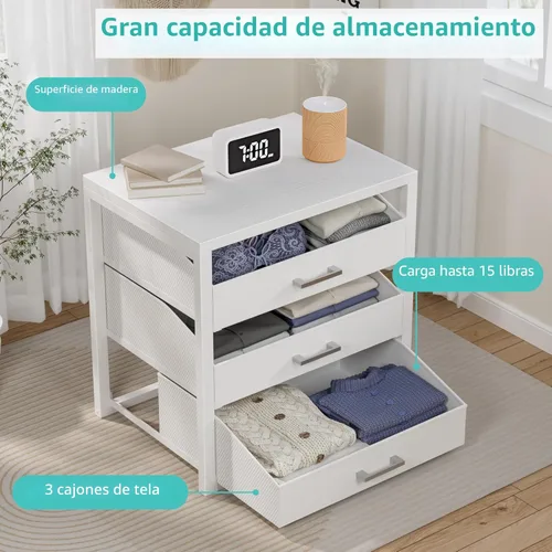 Miniatura 4 de BOLUO Cajones de armario blancos con 3 cajones para organizadores de clóset y almacenamiento de dormitorio dormitorio moderno