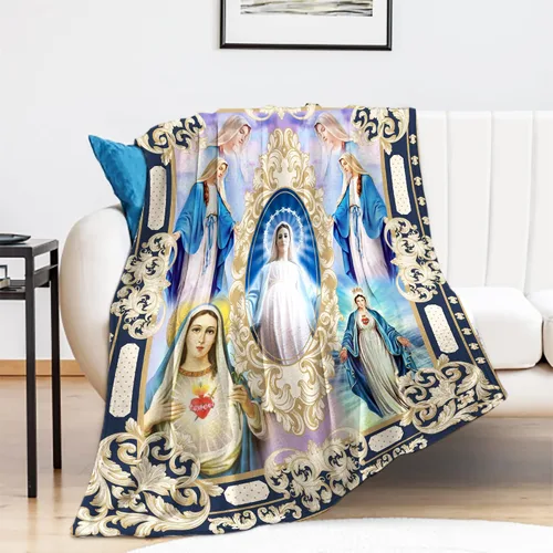 Miniatura 8 de Ultra Suave Manta de Microfibra Virgen María Nuestra Señora de Guadalupe Manta de Oración para Arrojar, Manta de Flanela Cálida y Acogedora, Mantas