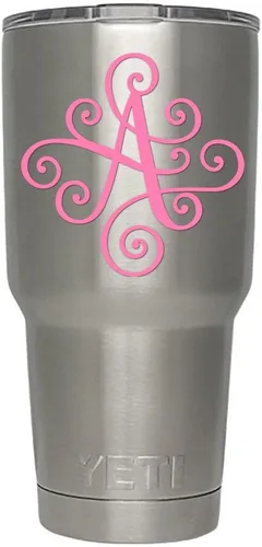Miniatura 52 de Monogram - Calcomanía troquelada/vinilo adhesivo. Haga clic para opciones de color/letra. Disponible en cuatro colores y todas las letras de la A
