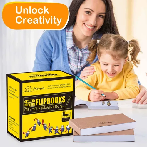 Miniatura 4 de PRIMBEEKS Premium Cuadernos Abatables en Blanco, Kit de 720 Hojas (1440 Páginas) Sin Sangría, Papel de Dibujo de 4.5" x 2.5" para Animación