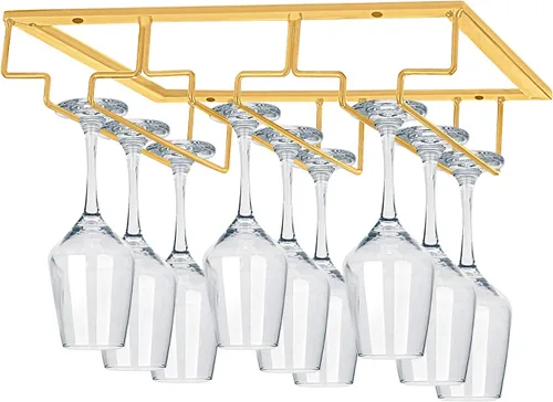 Miniatura 18 de MOCOUM Estante para copas de vino debajo del gabinete, soporte para copas de vino, soporte de alambre para copas de vino, colgador de almacenamiento