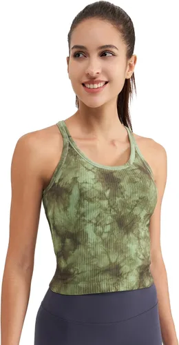 Miniatura 114 de sphinx cat - Camiseta corta de entrenamiento para mujer, camiseta sin mangas, acanalada, con espalda cruzada y brasier integrado