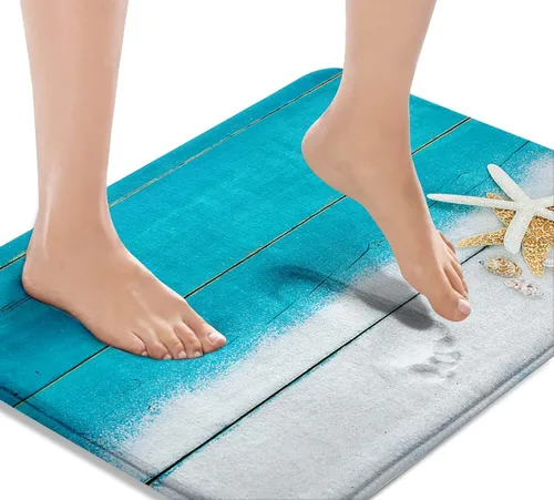 Miniatura 17 de Britimes Tapete de baño de mármol rosa para baño, alfombra de piso lavable, tapetes, alfombra de piso, decoraciones de baño, 16 x 24 pulgadas