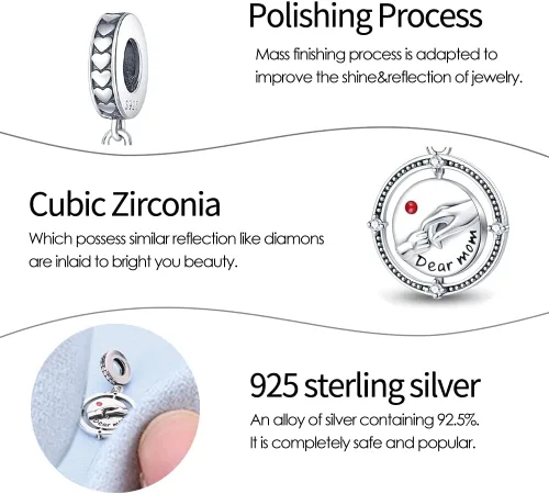 Miniatura 4 de Pandach 925 Sterling Silver Charms for Bracelets Necklace with 5A CZ Stones Dangle Pendant Bead Jewelry Beads Gifts for Women