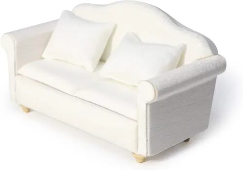 Miniatura 13 de Sofá de casa de muñecas, muebles en miniatura, sofá con almohadas para sala de estar, decoración de escritorio, sofá de tela, mini accesorios