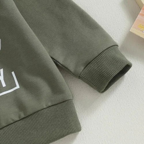 Miniatura 6 de Ropa de bebé niño de manga larga con estampado de letras de Little Guy, sudadera con pantalones deportivos para otoño