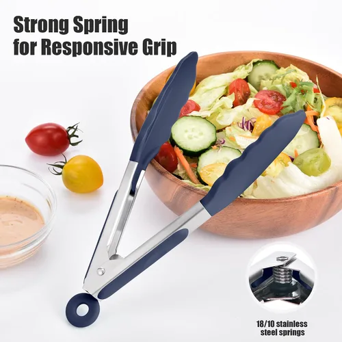Miniatura 9 de Doosu Pinzas de cocina para cocinar: juego de pinzas para alimentos resistentes al calor de 600 °F con puntas de silicona antiarañazos, pinza