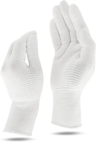 Youneedthat Forros de guante de nitrilo para eccema, 20 unidades de guantes de seguridad Aerosilver con agarre antideslizante, blanco (S, M, L) para
