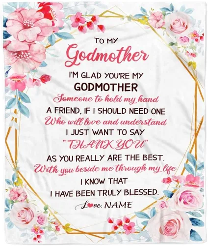 Miniatura 23 de Manta personalizada con texto en inglés «To My Godmother from Goddaughter Godson Thank You for Being My Godmother», para Día de la Madre