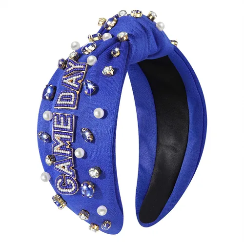 Miniatura 16 de mokkia Diadema de fútbol para mujer, accesorios de fútbol para mamá, accesorios de cristal con diamantes de imitación con nudo superior ancho