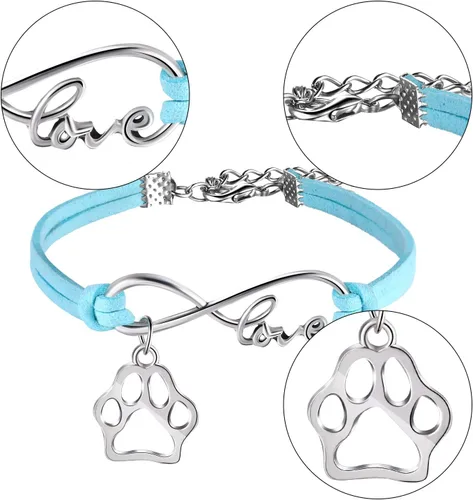 Miniatura 3 de Paquete de 15 pulseras de pata para niños y adultos, ajustables, pulseras con dijes, cachorros, perros, gatos, animales para fiestas temáticas