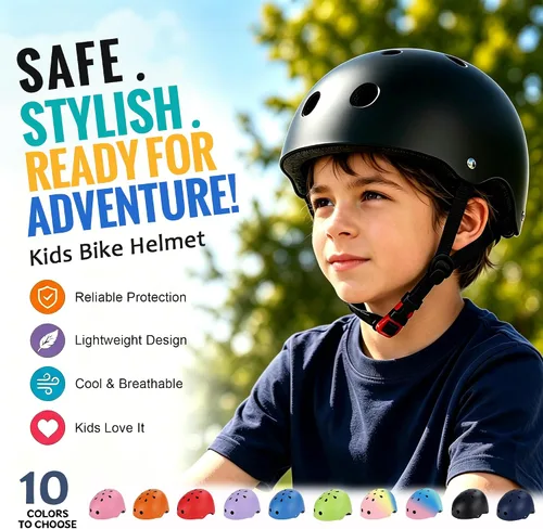 Miniatura 8 de Casco de bicicleta para niños, casco para niños y niñas de 1-3/2-4/3-5/5-8/8-14 años, ajuste ajustable y ligero, seguridad multideportiva