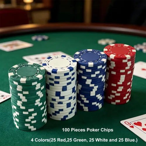Miniatura 6 de SEETOOOGAMES 100 piezas de 0.41 oz de arcilla compuesta de dados a rayas casino fichas de póquer - 4 colores (rojo, verde, blanco y azul)