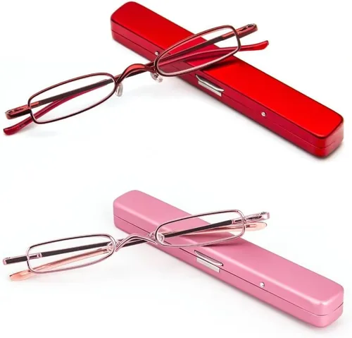 Miniatura 15 de Lentes de lectura ultra pequeños para hombres y mujeres, lectores de bolsillo delgados con clip para bolígrafo, carcasa de metal, bisagra