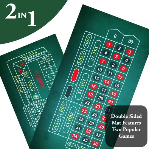 Miniatura 7 de Alfombrilla de fieltro 2 en 1 para juegos de casino, diseño de ruleta y dados de doble cara, mantel profesional para noche de casino en casa