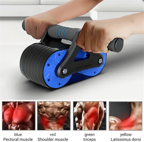 Miniatura 5 de Springback Wheels - Rodillo para ejercitador abdominal azul silencioso, equipo de fitness para gimnasio en casa, entrenamiento de fuerza de núcleo