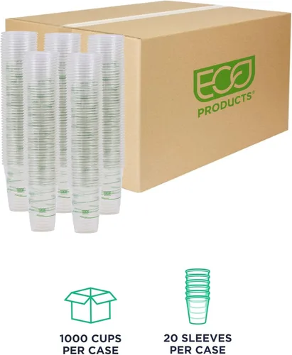Miniatura 2 de ECO PRODUCTS GreenStripe - Vasos fríos transparentes de 16 onzas, vasos desechables de ácido poliláctico (PLA) a base de plantas para café helado