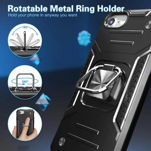 Miniatura 4 de Funda para iPhone SE 2020 con protector de pantalla, a prueba de golpes, con soporte de automóvil, ligera, funda protectora para iPhone 6/6s/7/8/SE