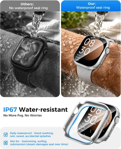 Miniatura 3 de Goton - Funda impermeable para Apple Watch 38 mm Series 3 2 1, protector de pantalla de vidrio templado, protección completa de policarbonato duro