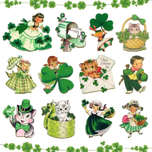 Adornos del Día de San Patricio para árbol-24 piezas vintage de San Patricio, adornos colgantes decorativos de tréboles, letreros de madera para