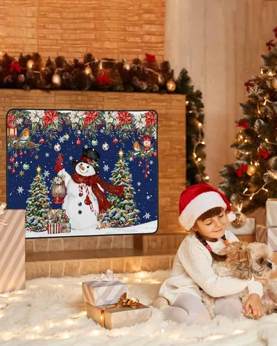 Miniatura 72 de Cubierta magnética azul para chimenea, detiene la pérdida de calor, pantalla de chimenea para interiores, bolas de gnomos de Navidad, árbol de copo