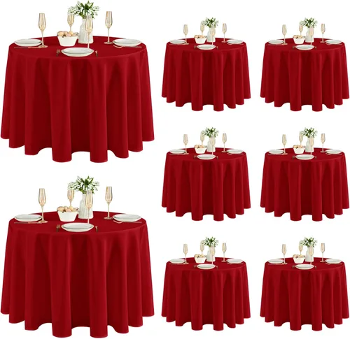 Miniatura 45 de Fitable - Paquete de 6 manteles redondos blancos - 120 pulgadas de diámetro - Manteles resistentes a las manchas y lavables, manteles de poliéster