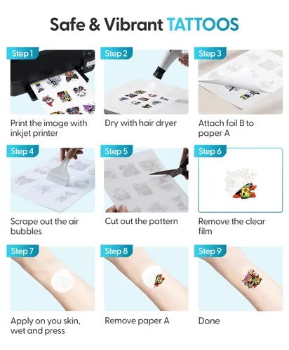 Miniatura 6 de Papel Silhouette para tatuajes temporales, Paquete de 1