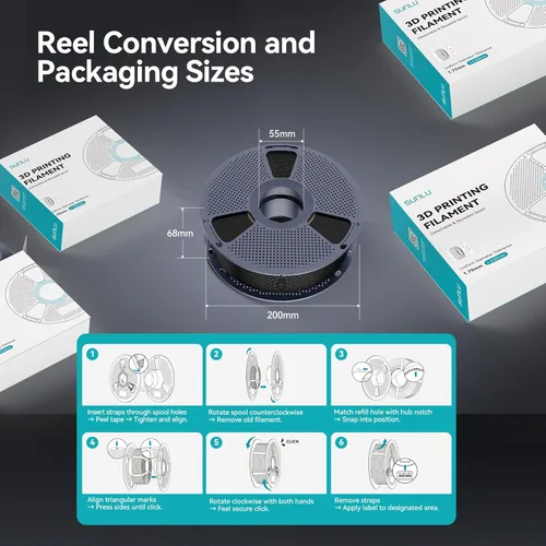 Miniatura 7 de SUNLU TPU - Filamento para impresora 3D de 1.75mm, filamento TPU de alta velocidad 95A, filamento 3D flexible de 1KG para impresión rápida, 35.27 oz