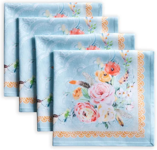Miniatura 92 de Maison d' Hermine Happy Florals - Juego de 4 servilletas 100% algodón suave y cómodo perfectas para cenas familiares, bodas, fiestas de cóctel, 063