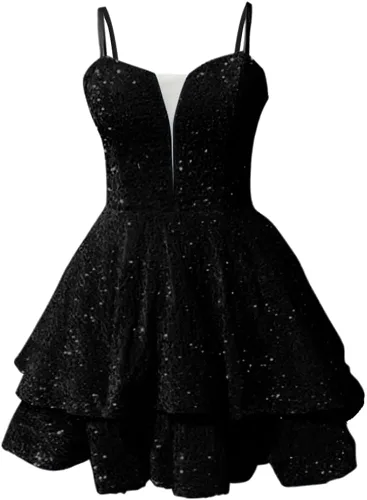 SHLFETWLUA Vestidos de fiesta de lentejuelas para adolescentes, con tirantes delgados, brillantes, sexy, sin espalda, ajustados, cortos, vestidos de