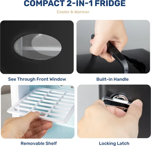 Miniatura 5 de HealSmart Mini refrigerador de 4 litros con ventana de observación, capacidad para 6 latas, enfriador y calentador portátil sin freón y portátil