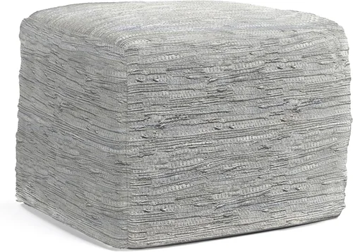 Miniatura 15 de SIMPLIHOME Grady Puf cuadrado – 18 pulgadas de ancho x 14 pulgadas de alto lana y algodón tejido a mano otomano en tono tierra, reposapiés Tono
