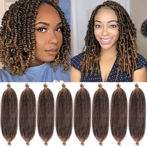 Miniatura 23 de ZRQ Cabello afro trenzado negro elástico para Butterfly Locs de 12 pulgadas, cabello trenzado de ganchillo Marley Twist preseparado, 3 paquetes