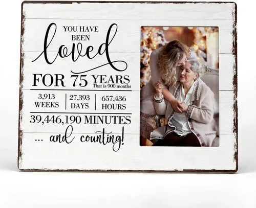 FONDCANYON Marco de fotos con texto en inglés "You Have Been Loved for 75 años", marco de fotos para regalos de cumpleaños 75, gran regalo de