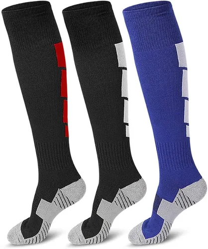 3 pares de calcetines de fútbol calcetines deportivos hasta la rodilla calcetines deportivos de compresión para hombres y mujeres para correr y